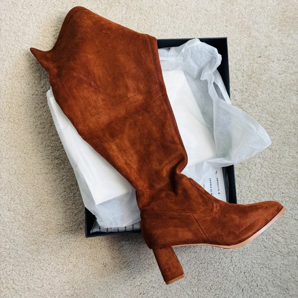 Fashion to Figure Cognac Suede Over The Knee Boot NWT Size 10W - Picture 2 of 4